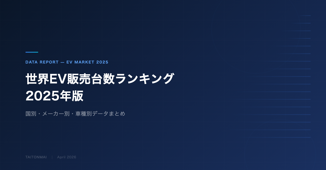 電気自動車の世界販売台数ランキング2025年版 — 国別・メーカー別・車種別データまとめ